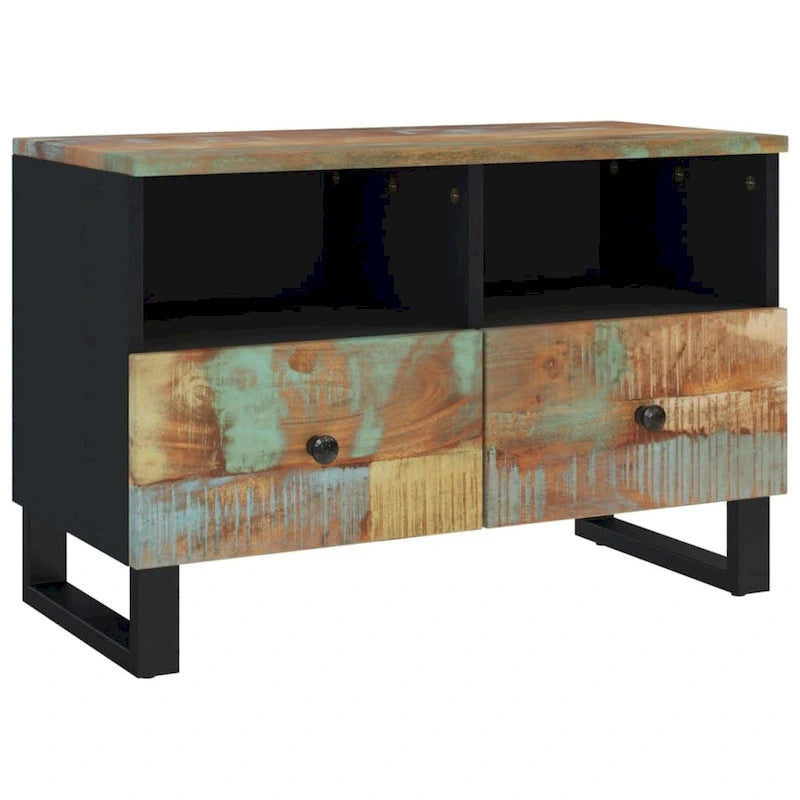 Solid Wood TV Stand 27.6"x13"x18.1" – Industrial Style, Acacia/Mango/Reclaimed