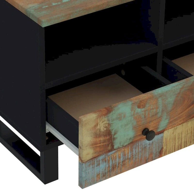 Solid Wood TV Stand 27.6"x13"x18.1" – Industrial Style, Acacia/Mango/Reclaimed