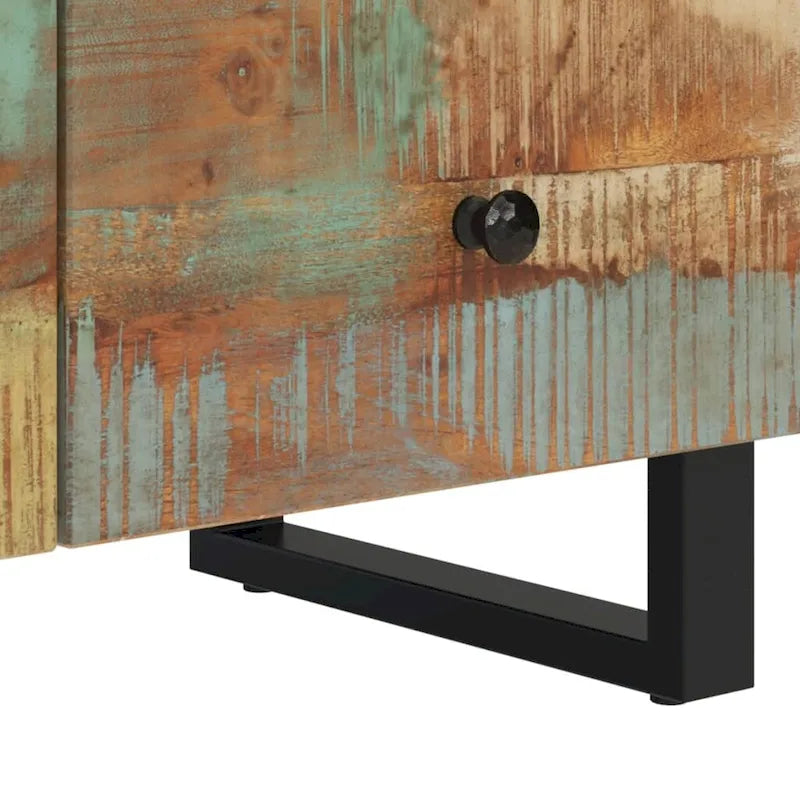 Solid Wood TV Stand 27.6"x13"x18.1" – Industrial Style, Acacia/Mango/Reclaimed