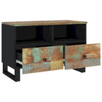Solid Wood TV Stand 27.6"x13"x18.1" – Industrial Style, Acacia/Mango/Reclaimed