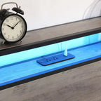 Black Storage Bed Frame with LED Headboard & Charging Station, Full/Queen, Sleeps 1–2