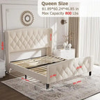 Black / Grey Velvet Wingback Bed Frame with Storage – Full / Queen, 2-Person