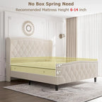 Black / Grey Velvet Wingback Bed Frame with Storage – Full / Queen, 2-Person