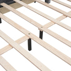 Upholstered Platform Bed with Stud Trim Headboard and Footboard and 4 Drawers