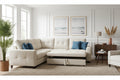 Gray / Dark Gray / Black L-Shaped Velvet Sleeper Sectional Sofa, 5-Seat
