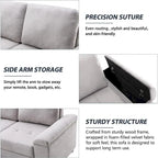 Gray / Dark Gray / Black L-Shaped Velvet Sleeper Sectional Sofa, 5-Seat