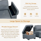 Gray / Dark Gray / Black L-Shaped Velvet Sleeper Sectional Sofa, 5-Seat
