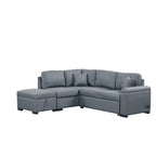 Gray / Dark Gray / Black L-Shaped Velvet Sleeper Sectional Sofa, 5-Seat