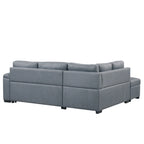 Gray / Dark Gray / Black L-Shaped Velvet Sleeper Sectional Sofa, 5-Seat