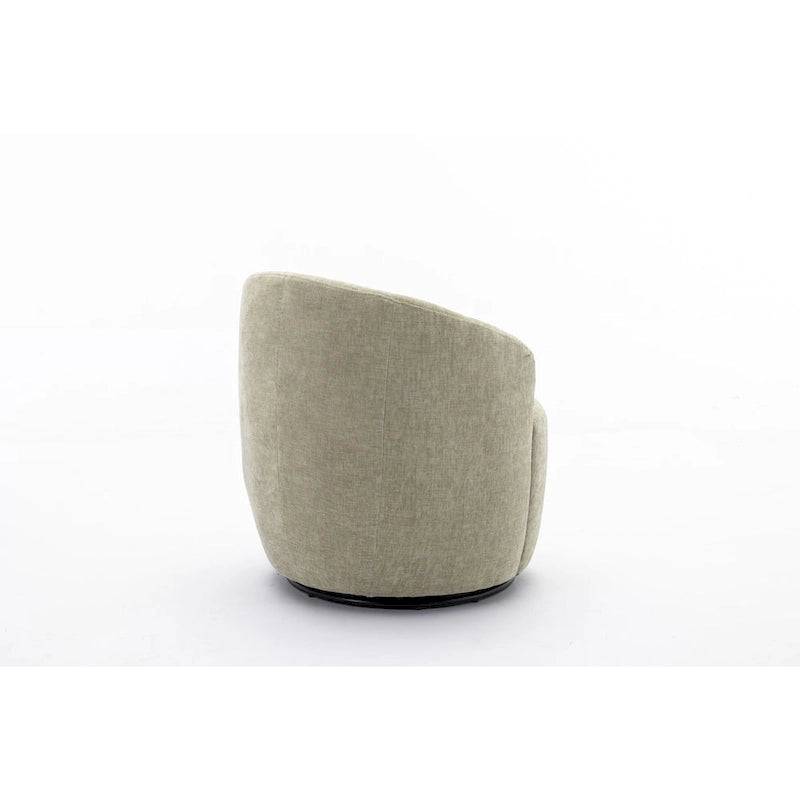 Chenille Fabric Swivel Accent Armchair Barrel Chair With Black Powder Coating Metal Ring