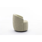 Chenille Fabric Swivel Accent Armchair Barrel Chair With Black Powder Coating Metal Ring