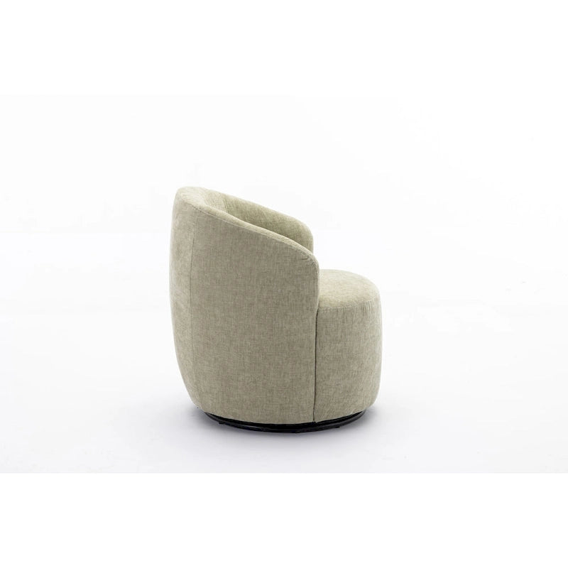 Chenille Fabric Swivel Accent Armchair Barrel Chair With Black Powder Coating Metal Ring