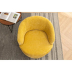 Chenille Fabric Swivel Accent Armchair Barrel Chair With Black Powder Coating Metal Ring