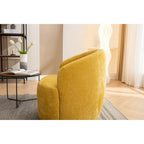 Chenille Fabric Swivel Accent Armchair Barrel Chair With Black Powder Coating Metal Ring