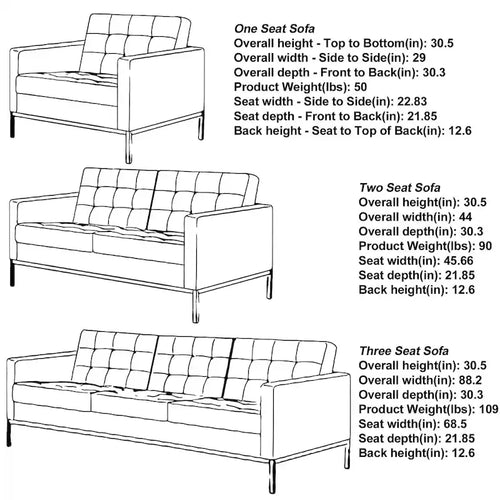 Black PU Leather Nailhead Sofa – 1/2/3 Seat