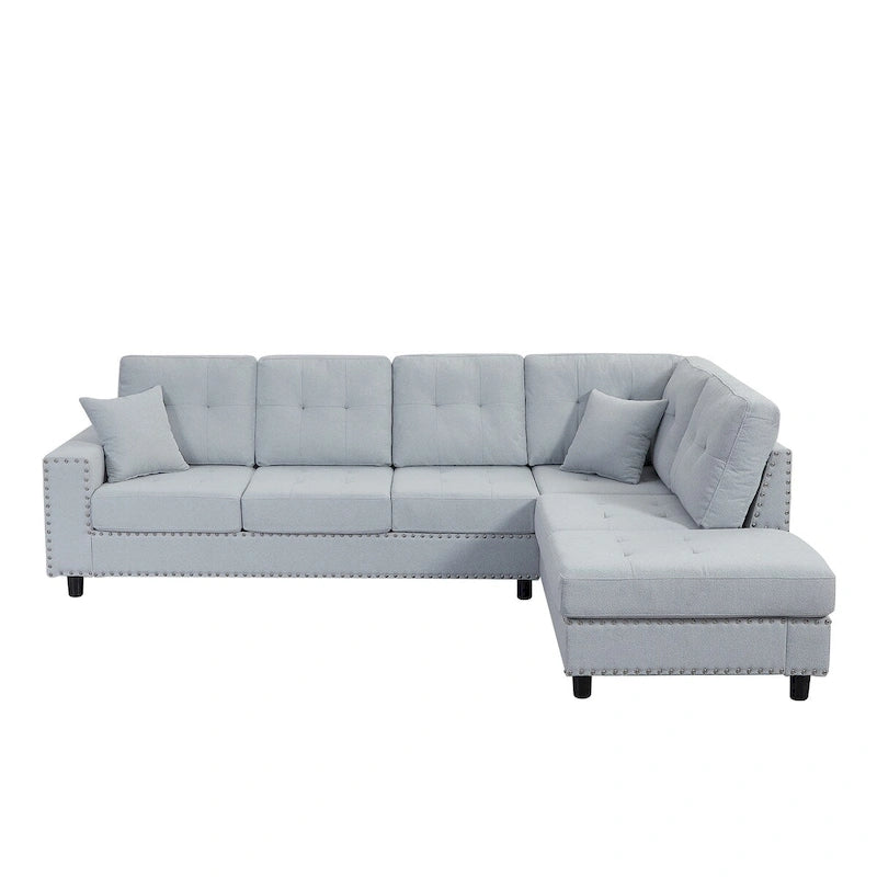 109.2L-shaped Modular Sectional Sofa with Removable Back Cushions and 2 Pillows, for Living rooms, Offices, and Apartments