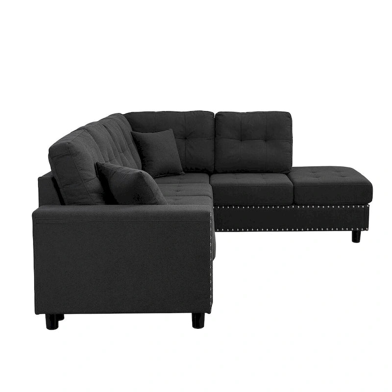 109.2L-shaped Modular Sectional Sofa with Removable Back Cushions and 2 Pillows, for Living rooms, Offices, and Apartments