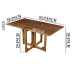Brown Rectangular Dining Table, Solid Mango Wood, Seats 6