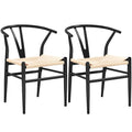Modern Weave Y-Back Dining Chair, Metal Frame, Set of 2 – Black/White, Brown, White, Wood, Black, Chocolate Brown