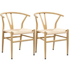 Modern Weave Y-Back Dining Chair, Metal Frame, Set of 2 – Black/White, Brown, White, Wood, Black, Chocolate Brown