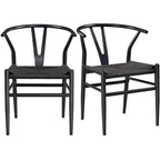 Modern Weave Y-Back Dining Chair, Metal Frame, Set of 2 – Black/White, Brown, White, Wood, Black, Chocolate Brown