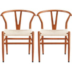 Modern Weave Y-Back Dining Chair, Metal Frame, Set of 2 – Black/White, Brown, White, Wood, Black, Chocolate Brown