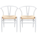 Modern Weave Y-Back Dining Chair, Metal Frame, Set of 2 – Black/White, Brown, White, Wood, Black, Chocolate Brown