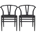 Modern Weave Y-Back Dining Chair, Metal Frame, Set of 2 – Black/White, Brown, White, Wood, Black, Chocolate Brown