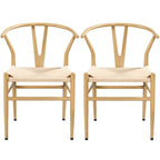 Modern Weave Y-Back Dining Chair, Metal Frame, Set of 2 – Black/White, Brown, White, Wood, Black, Chocolate Brown