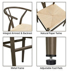 Modern Weave Y-Back Dining Chair, Metal Frame, Set of 2 – Black/White, Brown, White, Wood, Black, Chocolate Brown