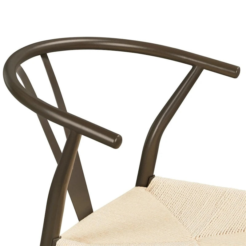 Modern Weave Y-Back Dining Chair, Metal Frame, Set of 2 – Black/White, Brown, White, Wood, Black, Chocolate Brown