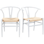 Modern Weave Y-Back Dining Chair, Metal Frame, Set of 2 – Black/White, Brown, White, Wood, Black, Chocolate Brown
