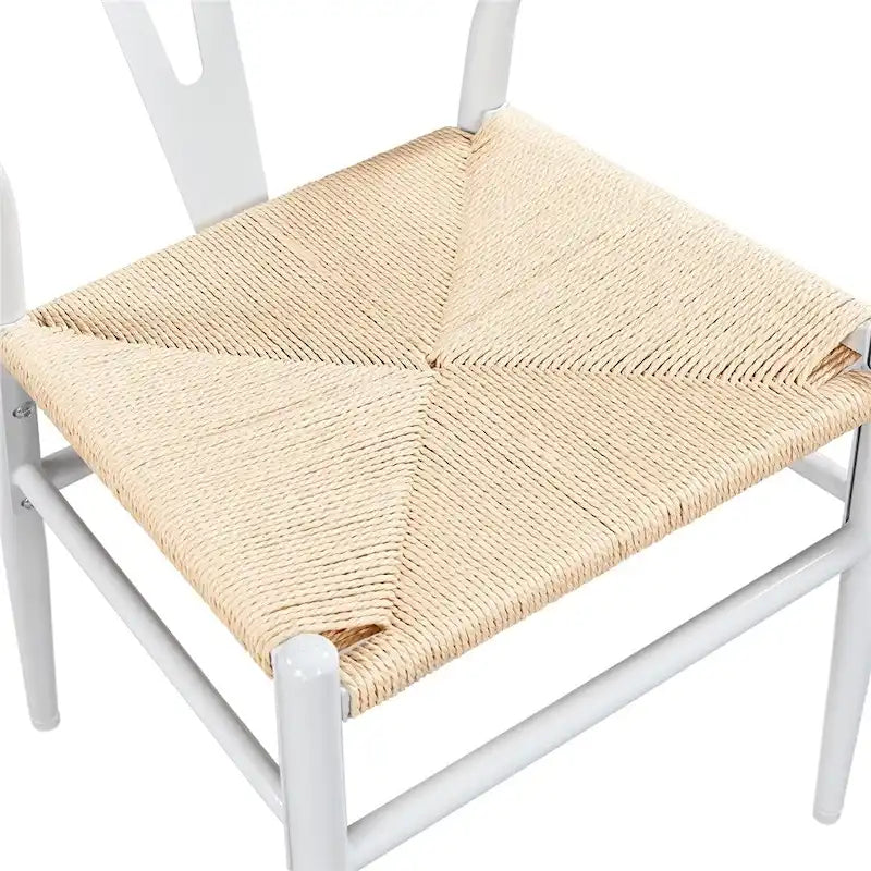 Modern Weave Y-Back Dining Chair, Metal Frame, Set of 2 – Black/White, Brown, White, Wood, Black, Chocolate Brown