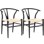 Modern Weave Y-Back Dining Chair, Metal Frame, Set of 2 – Black/White, Brown, White, Wood, Black, Chocolate Brown
