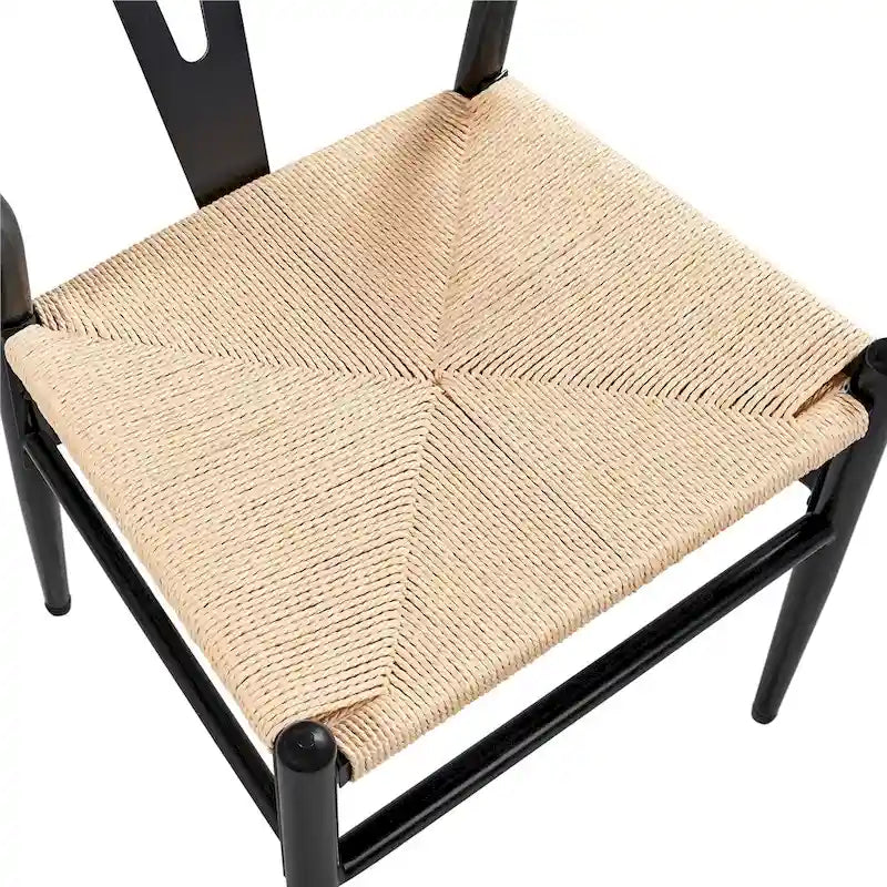 Modern Weave Y-Back Dining Chair, Metal Frame, Set of 2 – Black/White, Brown, White, Wood, Black, Chocolate Brown