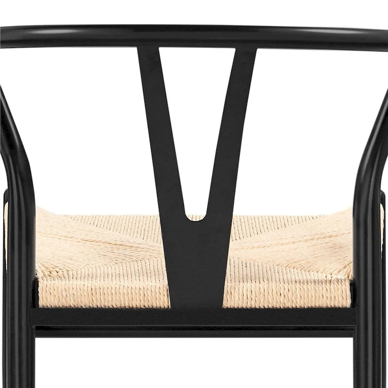 Modern Weave Y-Back Dining Chair, Metal Frame, Set of 2 – Black/White, Brown, White, Wood, Black, Chocolate Brown