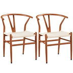 Modern Weave Y-Back Dining Chair, Metal Frame, Set of 2 – Black/White, Brown, White, Wood, Black, Chocolate Brown