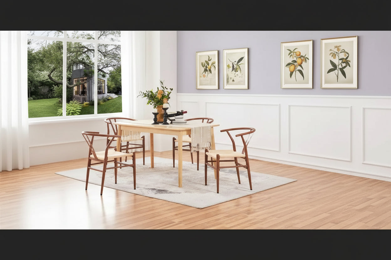 Modern Weave Y-Back Dining Chair, Metal Frame, Set of 2 – Black/White, Brown, White, Wood, Black, Chocolate Brown