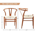 Modern Weave Y-Back Dining Chair, Metal Frame, Set of 2 – Black/White, Brown, White, Wood, Black, Chocolate Brown