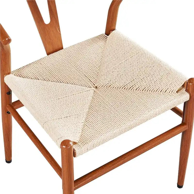 Modern Weave Y-Back Dining Chair, Metal Frame, Set of 2 – Black/White, Brown, White, Wood, Black, Chocolate Brown