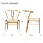 Modern Weave Y-Back Dining Chair, Metal Frame, Set of 2 – Black/White, Brown, White, Wood, Black, Chocolate Brown