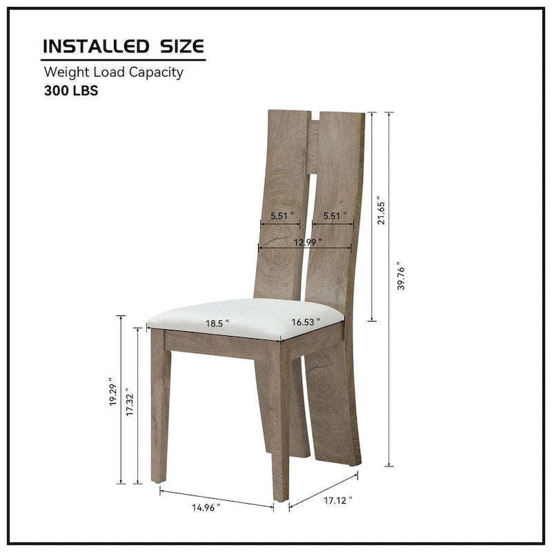 Light Brown PU Leather Dining Chair, High Back, Set of 2