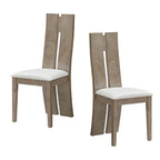 Light Brown PU Leather Dining Chair, High Back, Set of 2