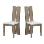 Light Brown PU Leather Dining Chair, High Back, Set of 2