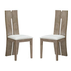 Light Brown PU Leather Dining Chair, High Back, Set of 2