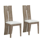 Light Brown PU Leather Dining Chair, High Back, Set of 2