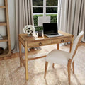 Brown / White / Blue 2-Drawer Writing Desk for 1 Person