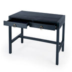 Brown / White / Blue 2-Drawer Writing Desk for 1 Person