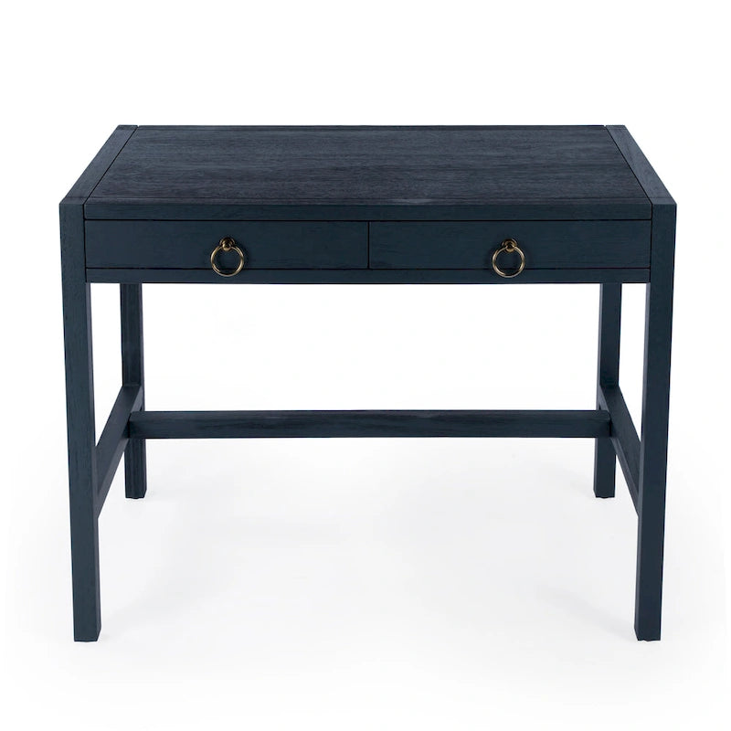 Brown / White / Blue 2-Drawer Writing Desk for 1 Person
