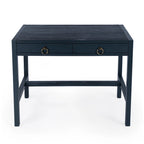 Brown / White / Blue 2-Drawer Writing Desk for 1 Person